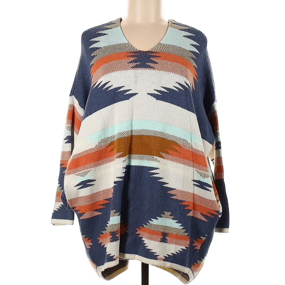 Ott Southwest Aztec Print Cozy Pullover Sweater